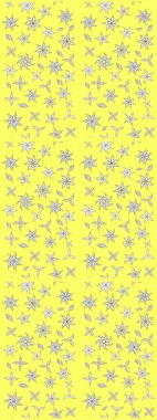 Sarı üstüne sarı. El çizimi çiçek unsurları olan soyut çizim raster deseni. Çiçekli ipek eşarp. Retro tekstil tasarım koleksiyonu. 1950 'ler-1960' lar motifleri.