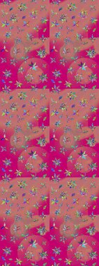 Çiçekli karalama şeklinde Raster çiçek deseni. Nazik, yaz çiçekleri pembe renklerde. Raster illüstrasyonu.