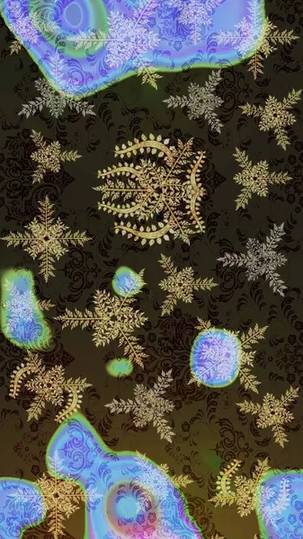 Üzerinde gri, kahverengi ve mavi kar taneleri olan gri, kahverengi ve mavi renkli bir Noel kartı. Kış kartı Mutlu Noeller, Yeni Yıl ve Mutlu Tatil Raster çizimleri. Kar taneleri arkaplanı.