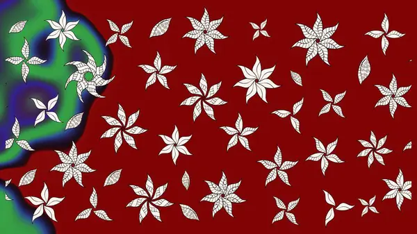 Elle boyanmış suluboya resim çizimleri, çiçekler ve bitkiler. Kırmızı renkte çiçekler.