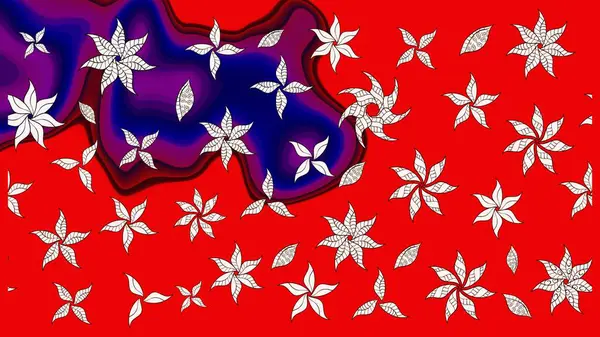 Suluboya çiçekli çiçek deseni. Raster illüstrasyonu. Kırmızı renkte güzel tekstil.