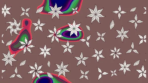 Sevimli çiçek raster deseni. Kahverengi renkli çiçekler. Renkli Bahar Teması eskiz kalıbı. Düz Çiçek Elementleri Tasarımı.