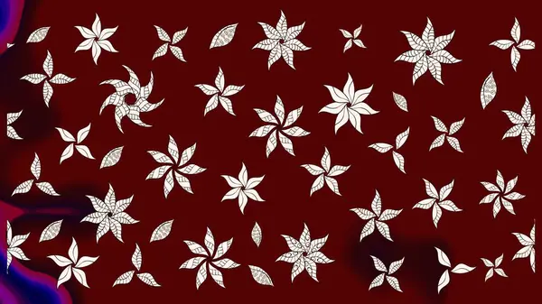 Sevimli çiçek raster deseni. Kırmızı renkte çiçekler. Renkli Bahar Teması eskiz kalıbı. Düz Çiçek Elementleri Tasarımı.