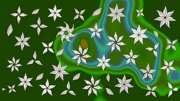 Sevimli çiçek raster deseni. Modaya uygun kumaş deseni. Renkli Yaz Temalı eskiz kalıbı. Düz Çiçek Elementleri Tasarımı.