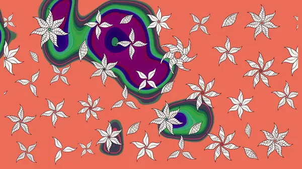 Kumaş desenli papatya çiçeği detayı. Turuncu renkte çiçekler.