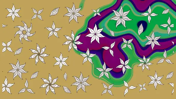 Çiçek süslemeli çizim deseni. Sarı renkli çiçekler. Raster illüstrasyonu.