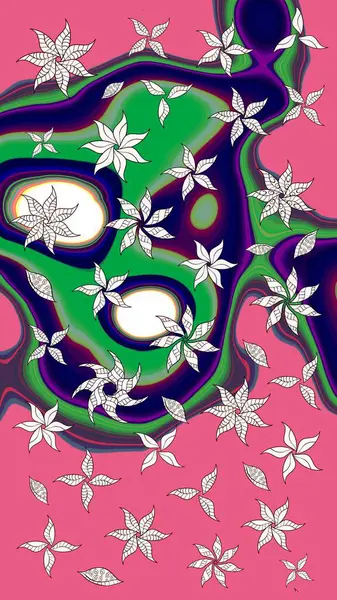 Çiçekli el çizimi çizimi deseni. Modern, pembe raster arka plan duvar kağıdı çizimi, klasik çizgili, desenli desenli çiçekler, çiçekli süsler..