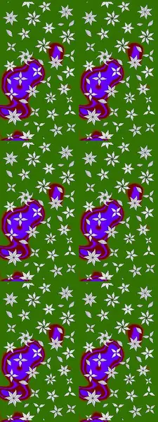 Çiçeksel çizim kalıbının yansıması. Vadinin yeşil renkli çiçekleri.