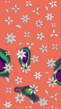 Çiçek. Taslak dekoratif arka plan, çiçek mandala. Turuncu renklerde. Raster illüstrasyonu.