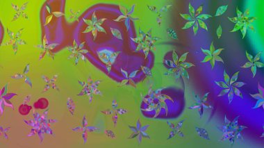 Arkaplan dokusu, duvar kağıdı, yeşil renkli çiçek teması. Kabile sanatı boho baskısı, klasik çiçek arkaplanı. Soyut etnik raster çizim kalıbı.