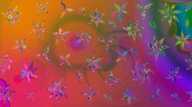 Çiçekli karalama şeklinde Raster çiçek deseni. Kahverengi renkli çiçekler. Nazik, sevimli çiçek arkaplanı..