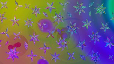 Yumuşak, yeşil renkli bahar çiçekleri. Raster çiçekleri klasik tarzda çizilmiş. Raster illüstrasyonu. Çiçekli yumuşak çizim deseni.