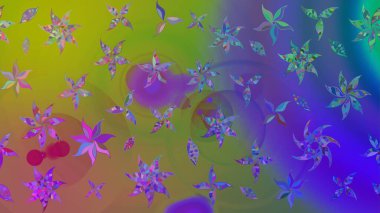 Renkli Yaz Temalı eskiz kalıbı. Düz Çiçek Elementleri Tasarımı. Raster illüstrasyonundaki çiçek desenli çizim. Yeşil renkte çiçekler.