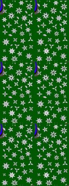 Raster illüstrasyonundaki çiçek desenli çizim. Yeşil renkte çiçekler.