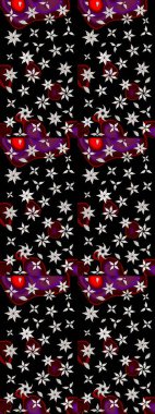 Raster illüstrasyonundaki çiçek desenli çizim. Siyah renkte çiçekler.