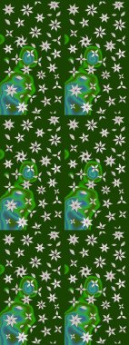 Çiçekli karalama şeklinde Raster çiçek deseni. Nazik, narin çiçek arkaplanı. Yeşil renkte çiçekler.