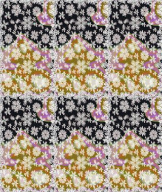 Küçük gri çiçekli oldukça eski bir besin torbası deseni. Millefleur 'lar. Tekstil, kumaş, kapaklar, duvar kağıtları, baskı, paket, koleksiyon defteri, örgü, dekupaj için çiçek arkaplanı..