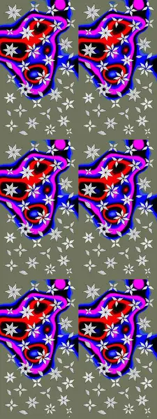 Çiçek yeşili eskiz deseni. Raster çiçek izi. Klasik taslak çizimi. Raster Yumuşak kumaş deseni.