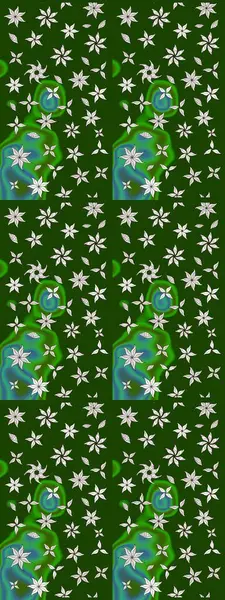 Çiçekli karalama şeklinde Raster çiçek deseni. Nazik, narin çiçek arkaplanı. Yeşil renkte çiçekler.