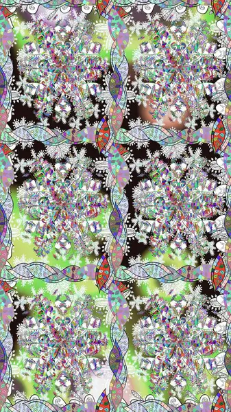 Raster Çiçek İllüstrasyonu güzel tekstil. Tarafsız renklerde etnik çiçeklerle kusursuz bir desen..