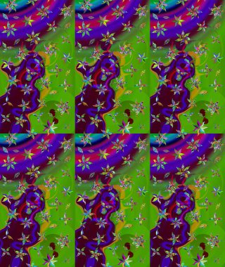 Küçük çiçekteki sevimli çiçek deseni. Yeşil renkte çiçekler.