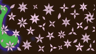 Raster illüstrasyonu. Küçük çiçekli yay deseni çiz. Suluboya tarzında kahverengi renkler üzerine.