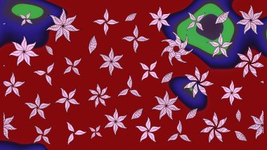 Kumaş desenli papatya çiçeği detayı. Kırmızı renkte çiçekler.