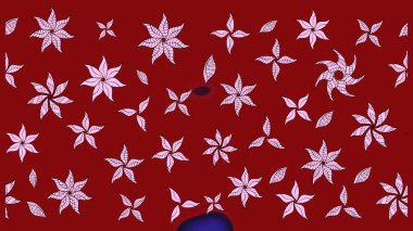 Klasik çiçek tasarımı elementleri. Raster illüstrasyonu. Kırmızı kıvırcık çiçekler kırmızı renkte şekillenir.