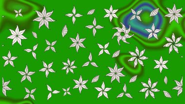 Karalama çiçekleri çizim kalıbı. Sanat, çiçeklere ilham verir ve arka plan bırakır. Yeşil el çizimi desen. Raster deseni.