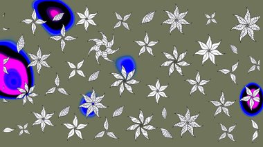 Çiçek yeşili eskiz deseni. Raster çiçek izi. Klasik taslak çizimi. Raster Yumuşak kumaş deseni.