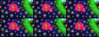 Küçük bir çiçekte eskiz deseni. Güzel kumaş deseni. Raster illüstrasyonu. Güzel çiçek arkaplanı..