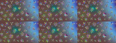 Düz Çiçek Elementleri Tasarımı. Kahverengi renkli çiçekler. Raster illüstrasyonundaki çiçek desenli çizim. Renkli Bahar Teması çizim şablonu.