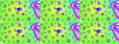 Tatil havası. Nazik romantik baskı. Bahar mevsimi. Yeşil renkli çiçekler. Raster güzel bir çiçek deseni çiziyor..