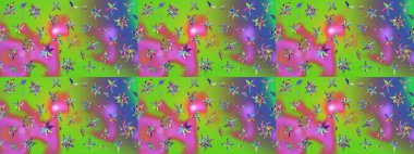 Yeşil renkli çiçekler. Renkli Bahar Teması eskiz kalıbı. Düz Çiçek Elementleri Tasarımı. Raster illüstrasyonunda çiçek deseni çizimi.