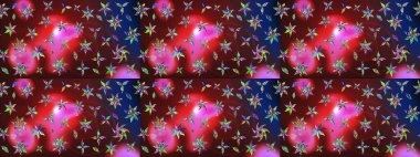 Raster illüstrasyonu. Kahverengi renkli çiçekler. Robot resim. Şirin çiçek elementleri..