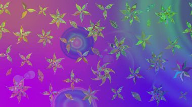 Renkli Bahar Teması eskiz kalıbı. Düz Çiçek Elementleri Tasarımı. Raster illüstrasyonundaki çiçek desenli çizim. Mor renkte çiçekler.