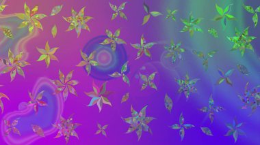 Yapraklı çizim şekli. Şirin, zarif çiçekler Raster illüstrasyonu. Tekstil için figür. Poster ya da kapak için arka plan. Davetiye ve kartpostal tasarımı için dekoratif çiçek unsurları.