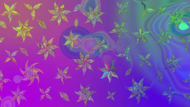 Mor renklere karalamalar çizilmiş çiçek deseni. Raster illüstrasyonu.