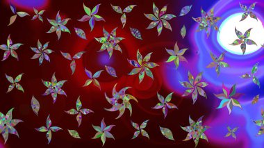 Küçük çiçekteki sevimli çiçek deseni. Raster illüstrasyonu. Kahverengi renkte çiçekler.