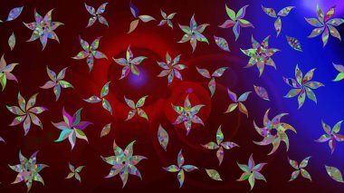 Parmak izi, kumaş, duvar kâğıdı, tekstil için raster dokusu. Nakış desenli çiçek deseni. Renkli grunge soyut arkaplanı colokahverengi çiçeklerle zenginleştirir.