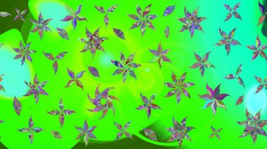 Yeşil renkli çiçekler. Düz Çiçek Elementleri Tasarımı. Renkli Yaz Temalı eskiz kalıbı. Raster illüstrasyonunda çiçek deseni çizimi.