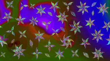 Çiçekler suluboya eskiz deseni. Raster Stili kumaş deseni.