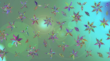 Yeşil renkli çiçekler. Renkli Yaz Temalı eskiz kalıbı. Düz Çiçek Elementleri Tasarımı. Raster illüstrasyonunda çiçek deseni çizimi.