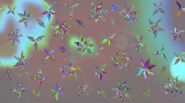 Gri renklerde bahar çiçekleri. Raster illüstrasyonu. Yaprak ve çiçeklerin suluboya resmi, gri renkte çizim deseni.