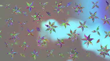 Renkli Bahar Teması eskiz kalıbı. Raster illüstrasyonundaki çiçek desenli çizim. Düz Çiçek Elementleri Tasarımı. Gri renkli çiçekler.