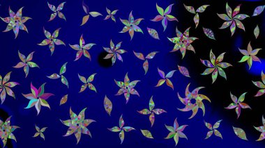 Suluboya tarzında mavi renkli çiçekler. Raster illüstrasyonunda çiçek deseni çizimi.