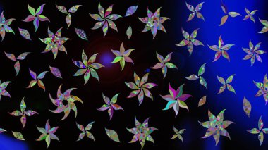 Düz Çiçek Elementleri Tasarımı. Çiçekli eskiz çizimi. Siyah renkli çiçekler. Renkli Yaz Teması çizim şablonu.