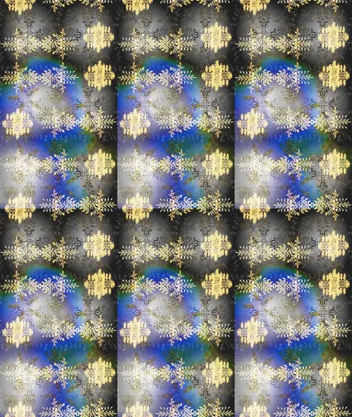 Renkli arka planda güzel kar taneleri. Raster kar taneleri deseni. Raster illüstrasyonu.