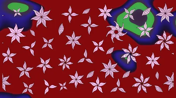 Kumaş desenli papatya çiçeği detayı. Kırmızı renkte çiçekler.