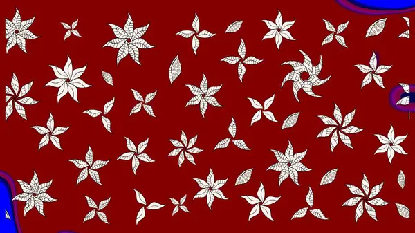 Raster düz çiçek çizim deseni. Hediye ambalaj kağıdı, tebrik kartları, posterler ve pankart tasarımı. Kırmızı renkte çiçekler.